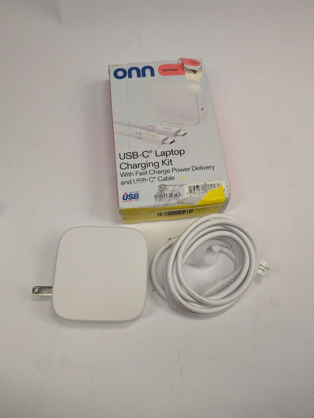 Onn 100W USB-C Laptop Charging Kit Fast Charge Power Delivery Wall Charger Cable